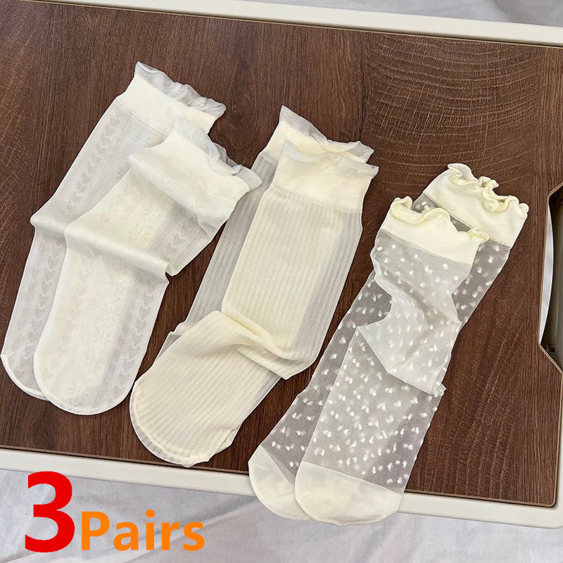 Baby Sock Oximeter - 3 คู่/ล็อตเด็กทารกเข่าสูงถุงเท้ายาวเด็กลูกไม้ Stuff เจ้าหญิงถุงเท้า Ruffle 2-12Years