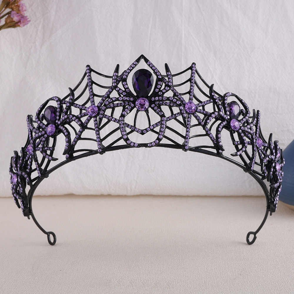 Meditation Headband Eeg - อินเทรนด์ฮาโลวีนแมงมุมคริสตัลเจ้าสาว Tiara Halo Crown Baroque Rhinestone