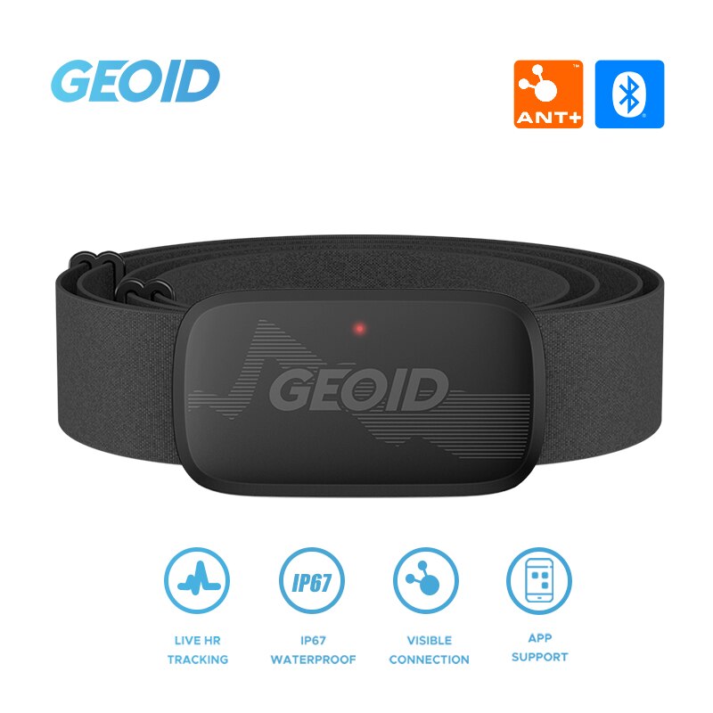 Breath Rate Monitor - Geoid เซ็นเซอร์วัดอัตราการเต้นของหัวใจอุปกรณ์ฟิตเนสเครื่องวัดชีพจร HS500บลูทูธพร้อมระบบติดตามสายรัดหน้าอกไฟ LED