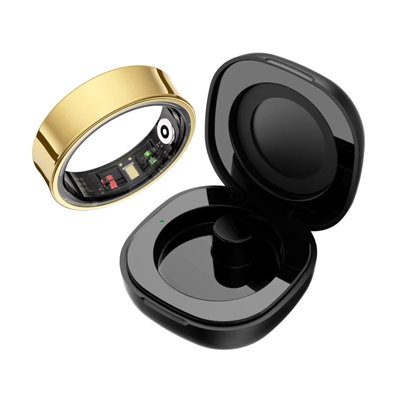 Temperature Ring Skin - R09 แหวนอัจฉริยะสำหรับผู้ชายผู้หญิงพร้อมเคสชาร์จ, อัตราการเต้นของหัวใจ, ออกซิเจนในเลือด, เครื่องวัดอุณหภูมิผิวหนัง, กันน้ำ