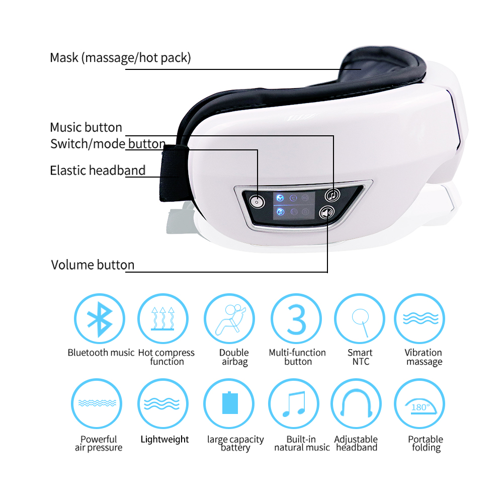 เครื่องนวดตาไฟฟ้า บลูทูธ เพลง  - Light Therapy Glasses บทวิจารณ์และราคา