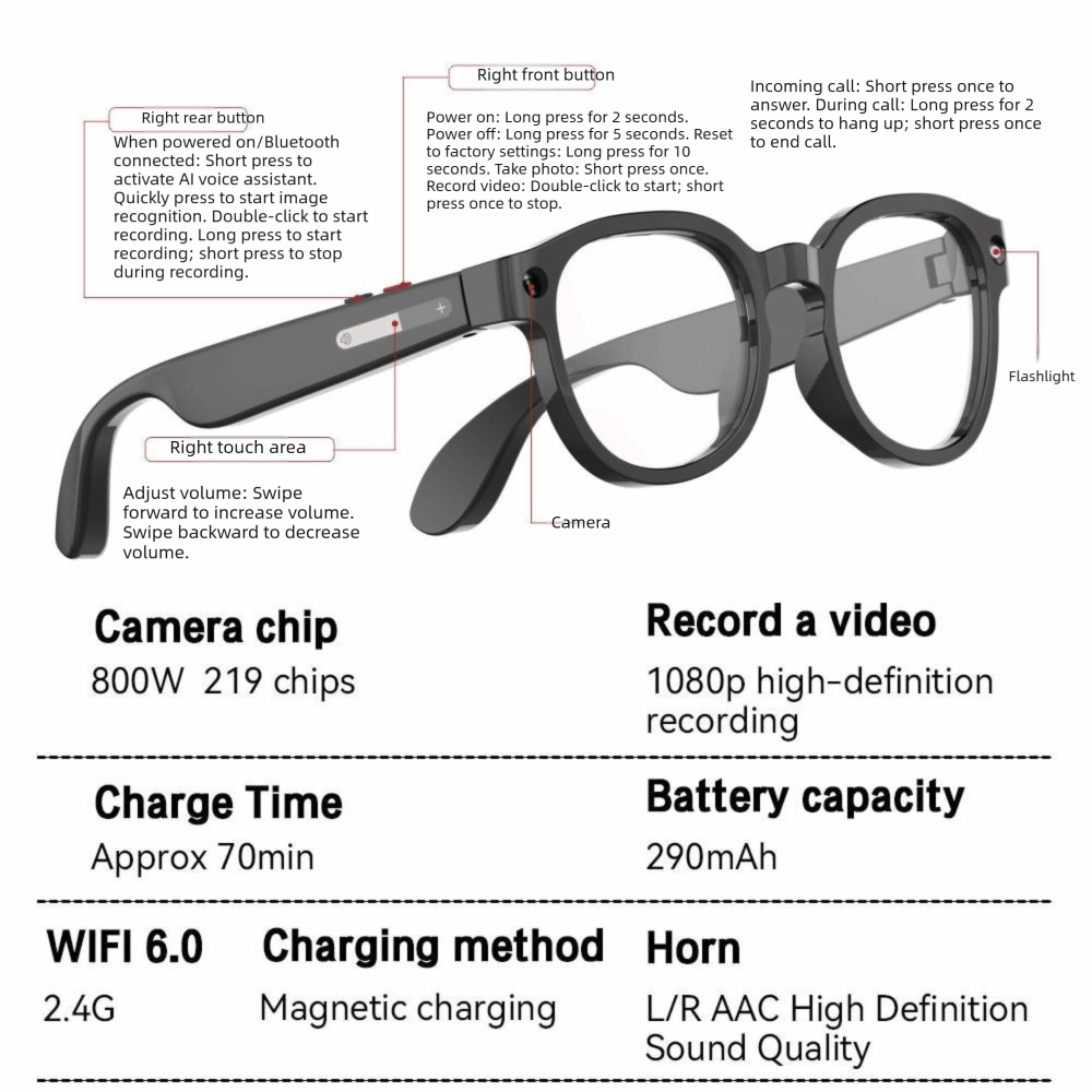 แว่นตาอัจฉริยะ AI 2-in-1 ถ่ายภ - Smart Glasses Lens บทวิจารณ์และราคา